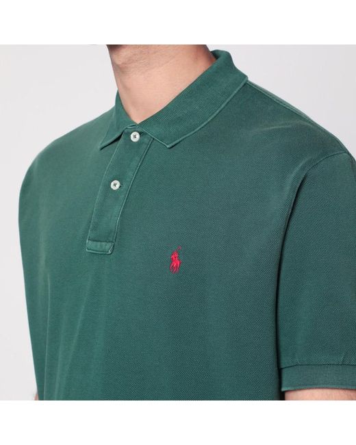Polo color verde foresta slavato in cotone di Polo Ralph Lauren in Green da Uomo