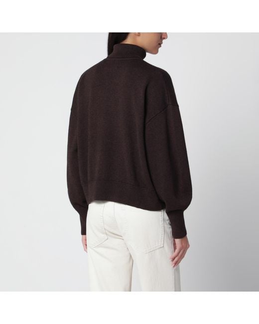 Isabel Marant Black Nasha Chocolate Cotton-Wool Turtleneck