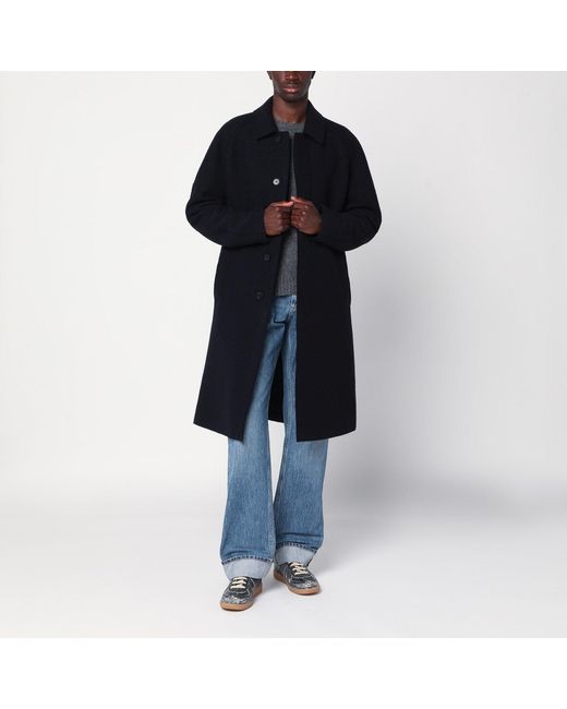 Harris Wharf London Blue Single Breasted Wool Coat for men