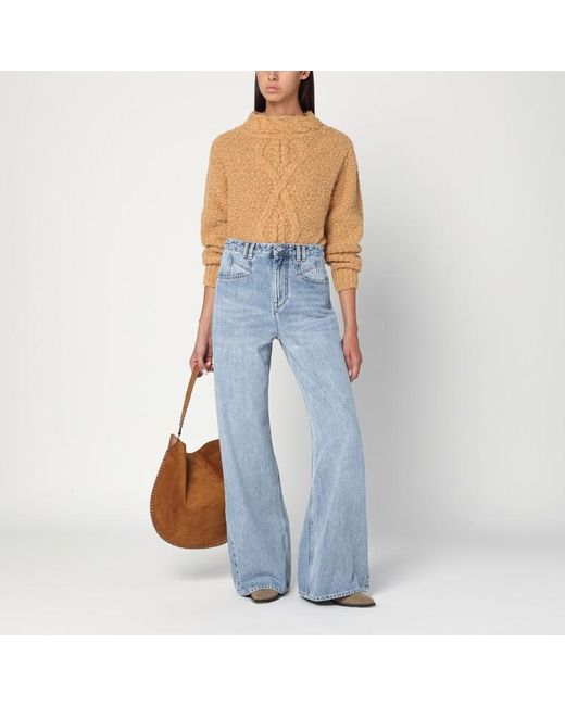 Isabel Marant Blue Karamellfarbener Romane-Pullover Mit Zopfmuster