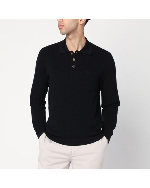 Polo nera in cotone di Brunello Cucinelli in Black da Uomo