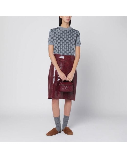 Gucci Blue Sweater With Gg Pattern