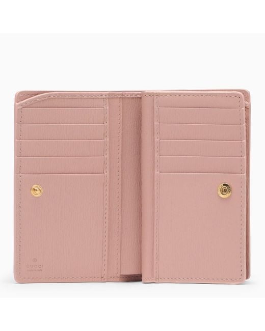 Gucci Pink Leather Wallet With Zip And Logo