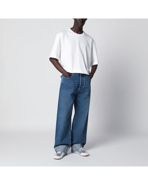 Bottega Veneta Blue Wide-Leg Cuffed Jeans for men