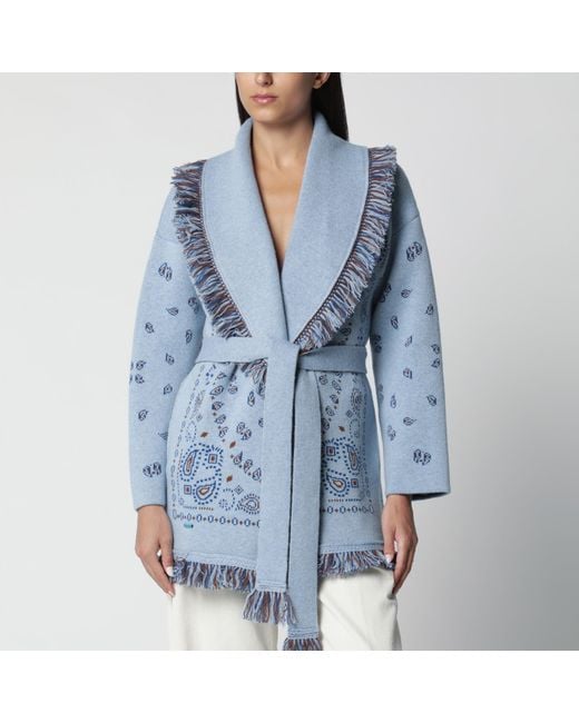 Alanui Blue Bandana Jacquard Cardigan