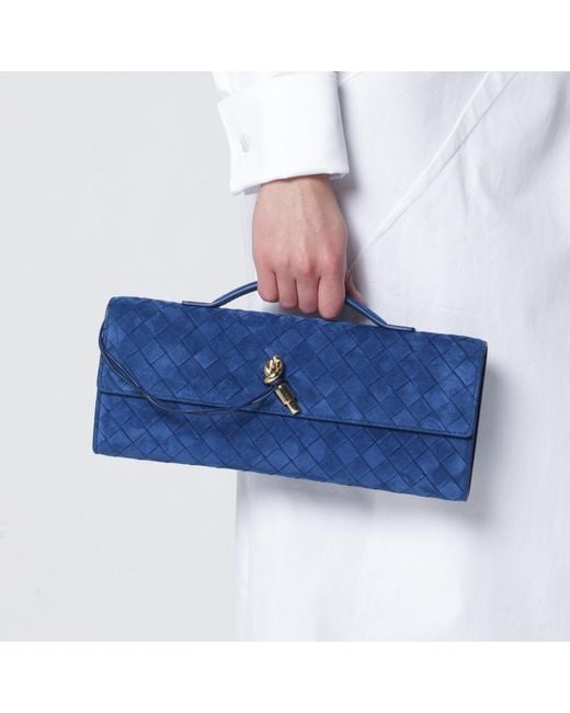 Bottega Veneta Blue Andiamo Clutch