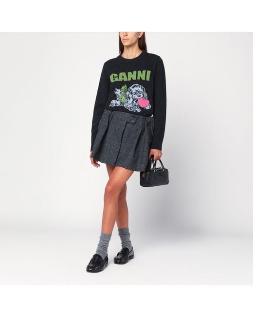 Ganni Black Dark Puppy Wool-Blend Sweater