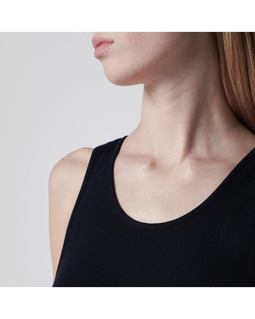 Saint Laurent Black Cassandre Ribbed Cotton Jersey Tank Top