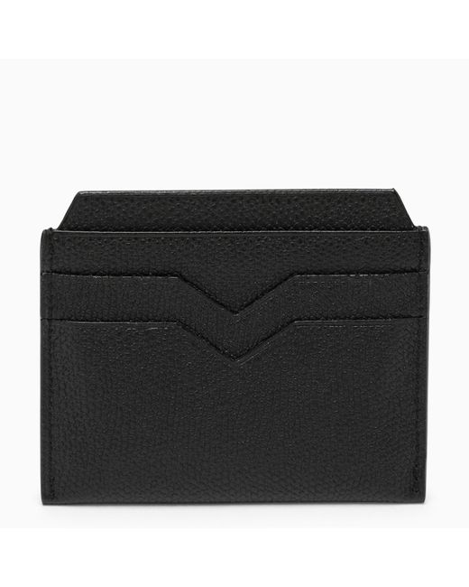 Valextra Black Leather Card Holder for men