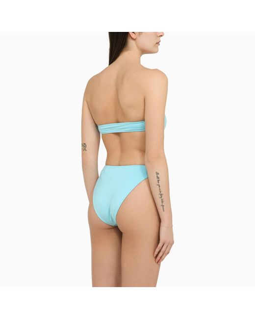 Saint Laurent Blue Topaz Swimming Costume With Cut-out