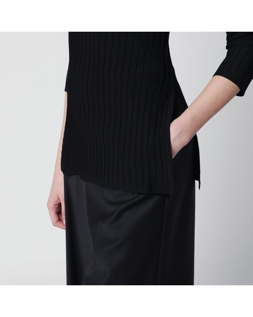 Max Mara Black Ribbed Crewneck Sweater