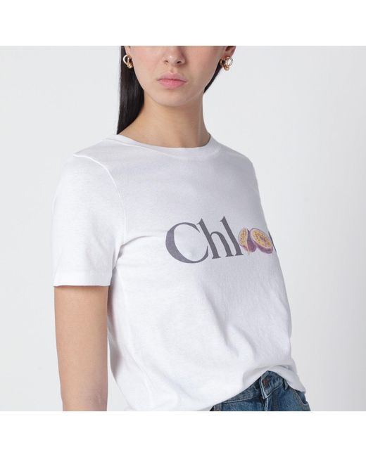Chloé Blue T-Shirt With Logo Print
