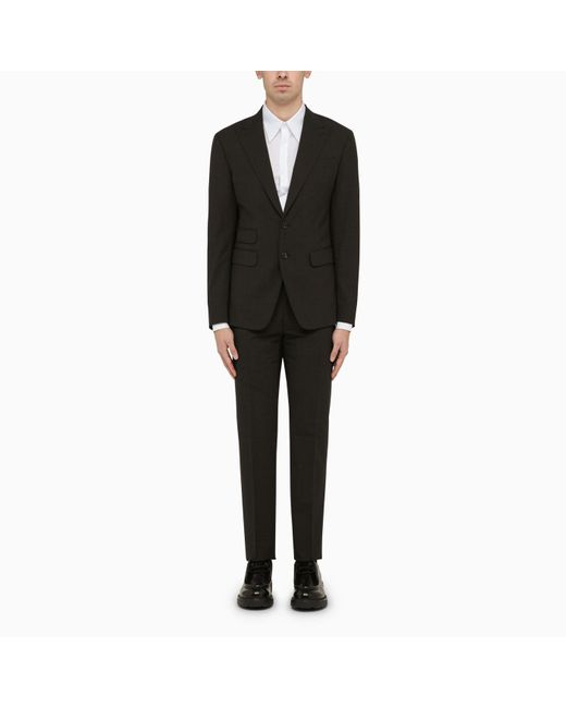 DSquared² Black Dark Grey Single Breasted Wool Suit for men