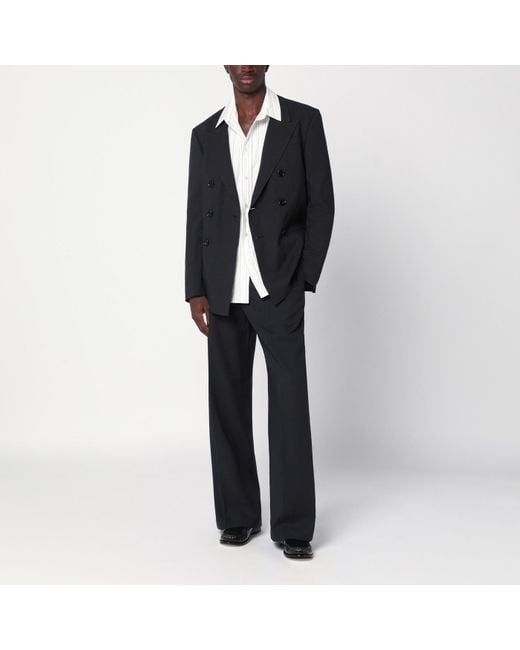 AMI Black Anthracite Double-Breasted Wool Jacket for men