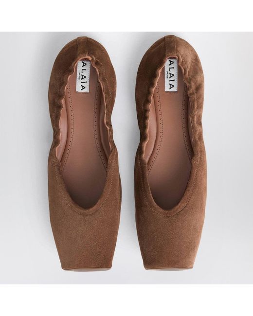 Alaïa Brown Two-Tone Ballerina With Square Toe
