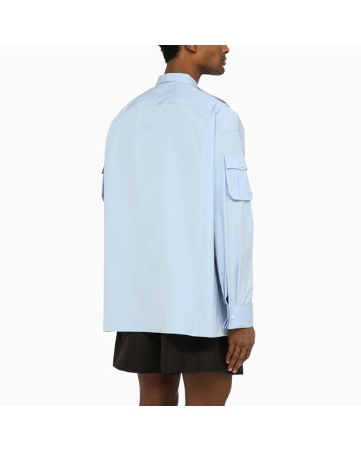 Prada Blue Poplin Multi-pocket Shirt for men