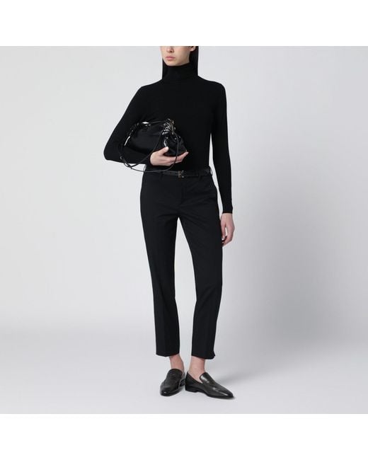 PT Torino Black Slim-fit Cotton-blend Trousers