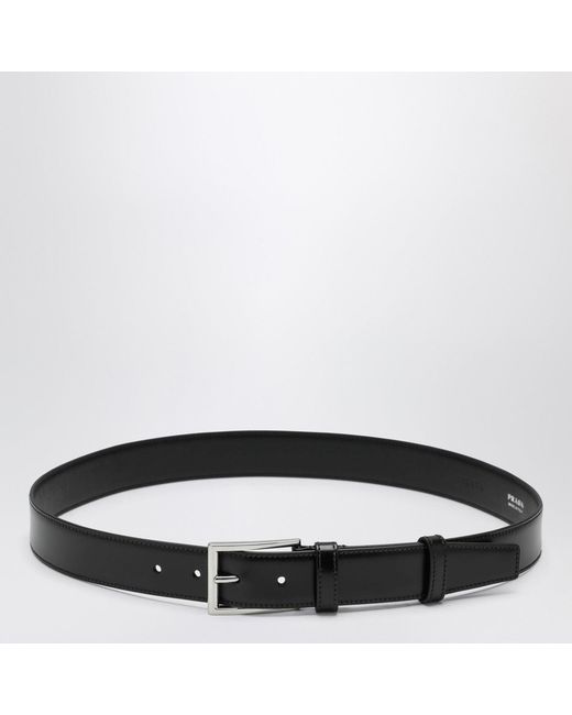 Prada Black Polished Leather Belt for men