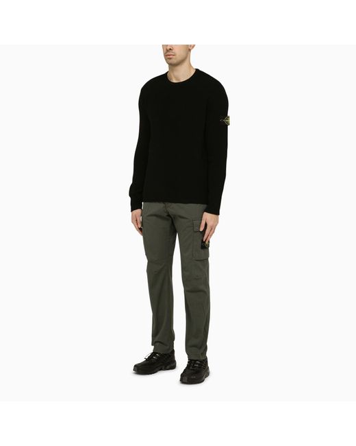 Stone Island Black Crew-neck Pullover With Logo for men