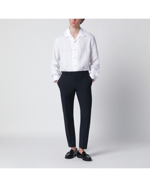 PT Torino Blue Wool Blend Trousers for men