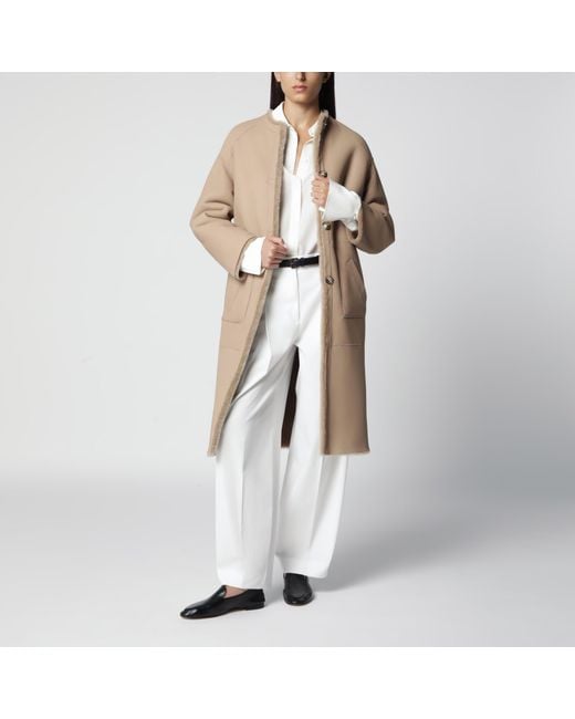 Blancha Natural Hazelnut Reversible Shearling Coat