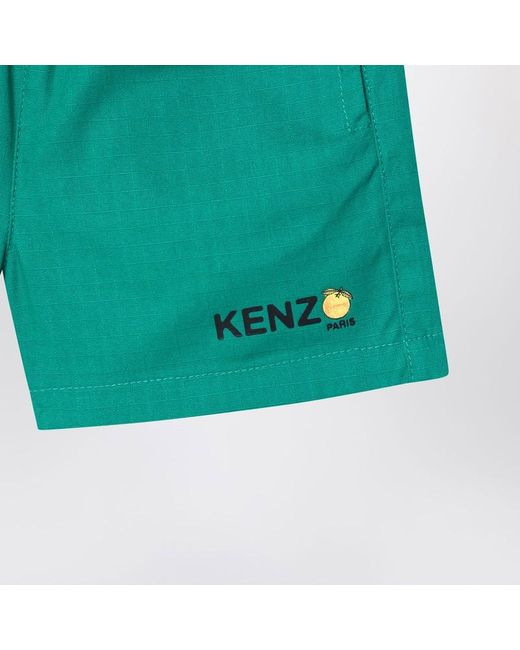 KENZO Green Grüne Baumwoll-Shorts Mit Logo