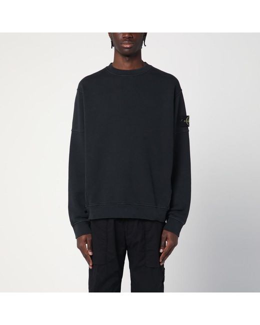 Felpa nera in cotone di Stone Island in Black da Uomo