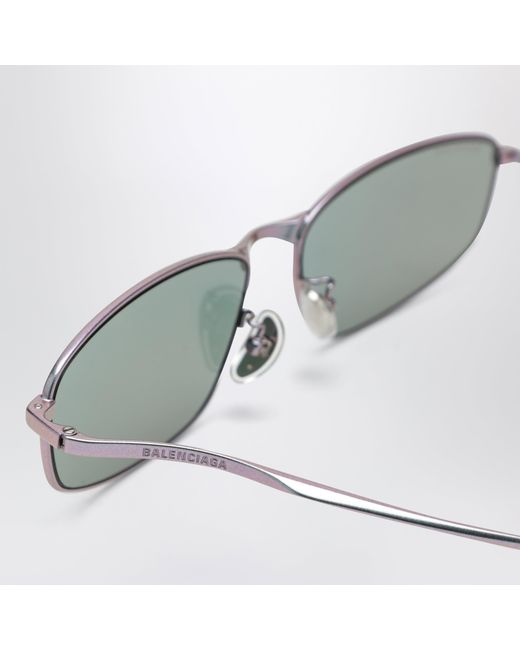 Balenciaga Green Rectangular Metallic Sunglasses
