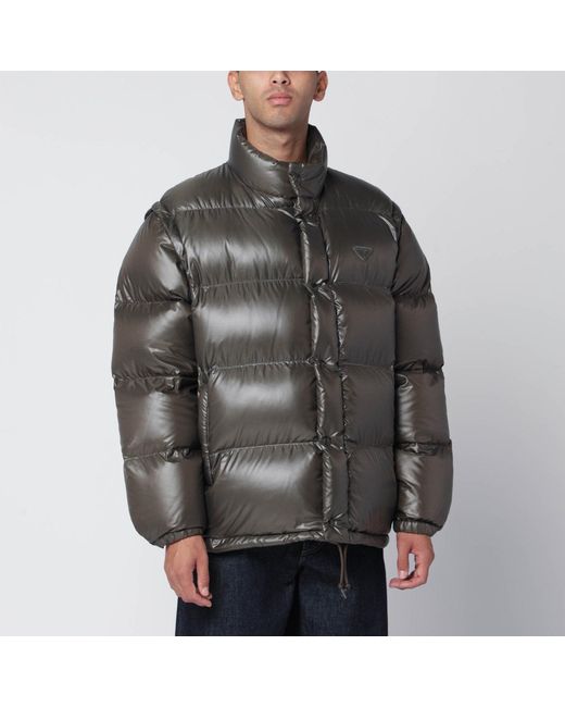 Prada Gray Camouflage Re-Nylon Down Jacket for men