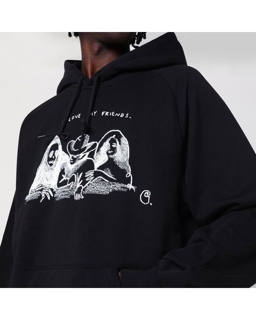 Felpa hooded pepe friends nera di Carhartt in Black da Uomo