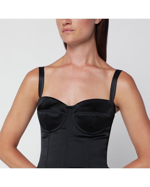 Dolce & Gabbana Black Satin Bustier Dress