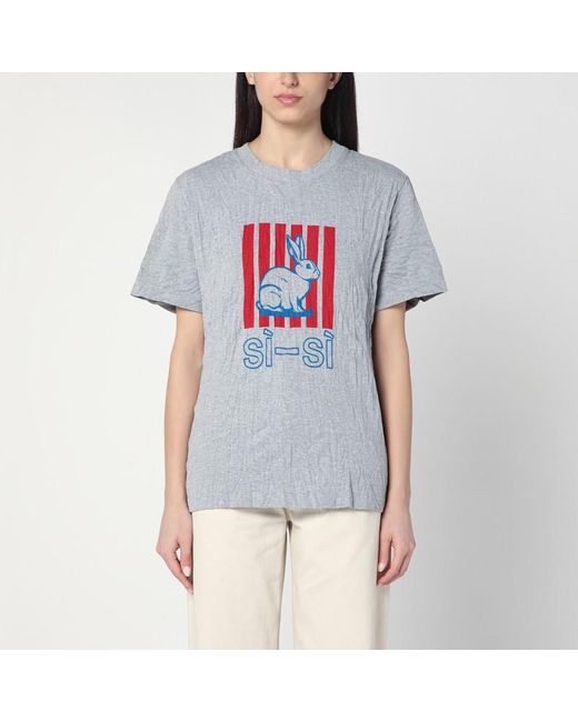 Bottega Veneta Gray Crushed Cotton Printed Jersey T-thirt