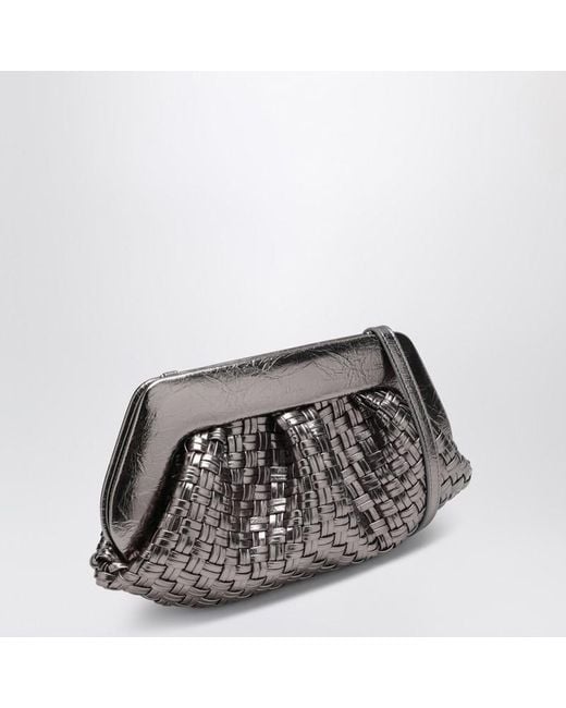 THEMOIRÈ Gray Gewebte Silberne Clutch