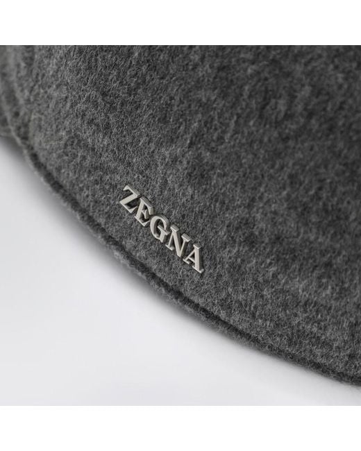 Zegna Dark Gray Cashmere Baseball Cap for men
