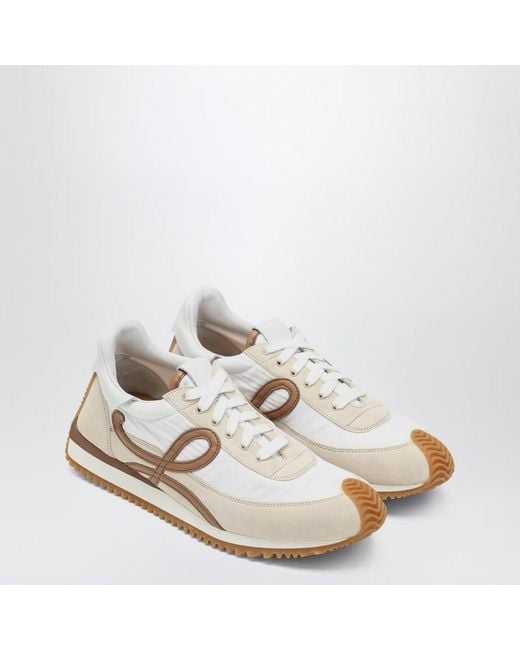 Sneaker flow runner 2.0 bianca/ in nylon e suede di Loewe in White