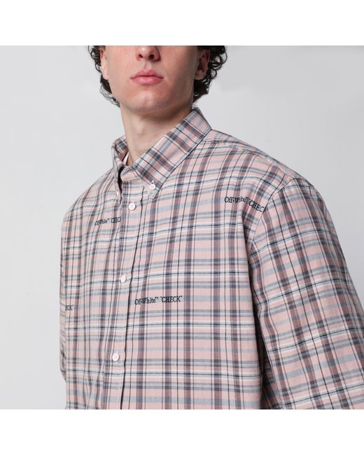 Off-White c/o Virgil Abloh Blue Check-Pattern Shirt With Logos for men