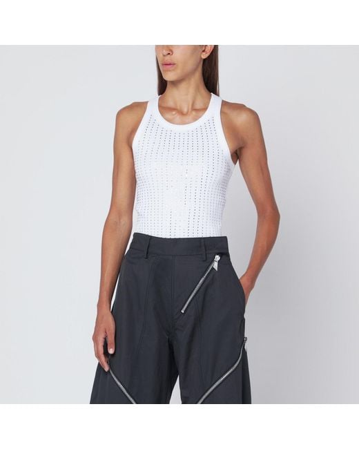 The Attico Blue Tank Top With Rhinestones