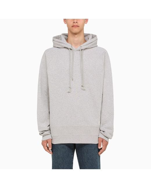 Loewe Gray Cotton Hoodie With Logo for men