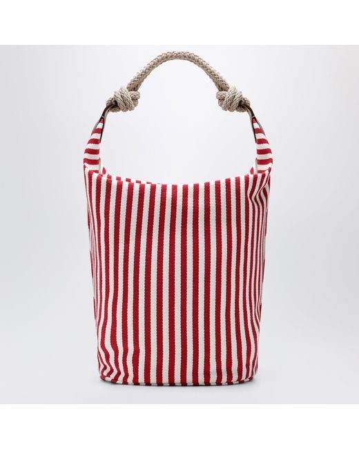 Miu Miu Red Striped Canvas Bag