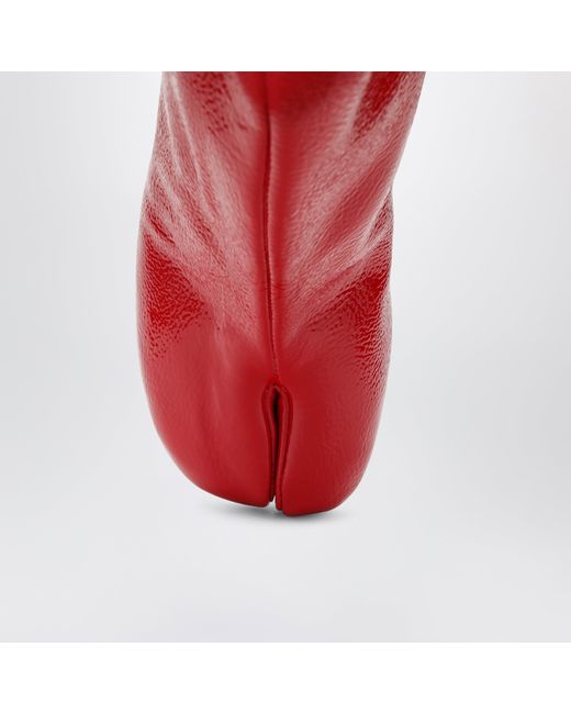 Maison Margiela Red Patent Leather Tabi Ankle Boots
