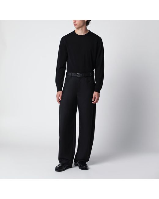Roberto Collina Black Wool Crew-Neck Knit Sweater for men