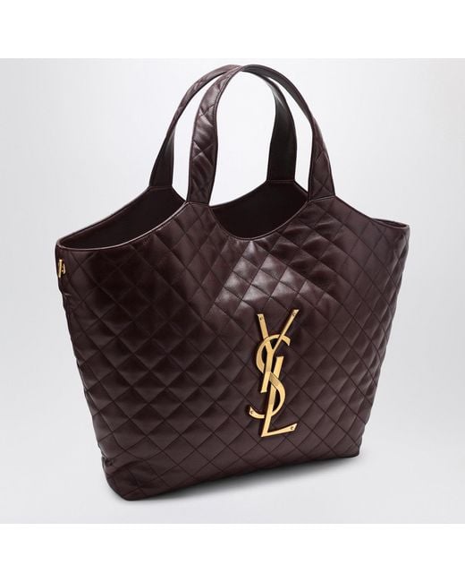 Saint Laurent Red Icare Oversized Quilted Leather Shopping Bag