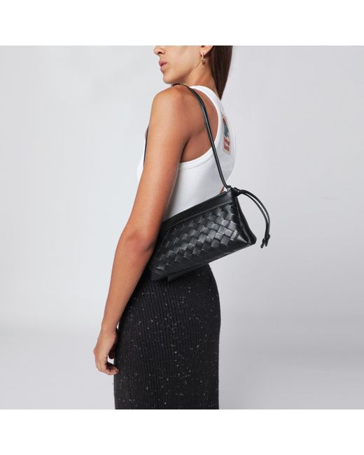 Bottega Veneta Black Double Patch Leather And Intrecciato Bag