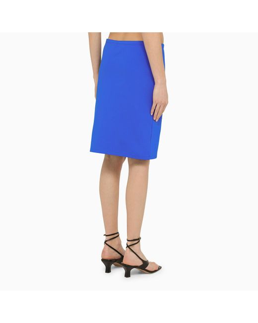 Miu Miu Blue Indigo Sheath Skirt In Recycled Polyamide