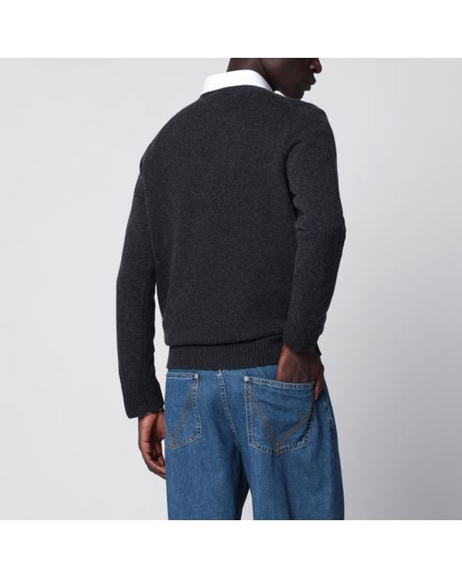 Drumohr Blue Dark Cashmere Crew-Neck Sweater for men