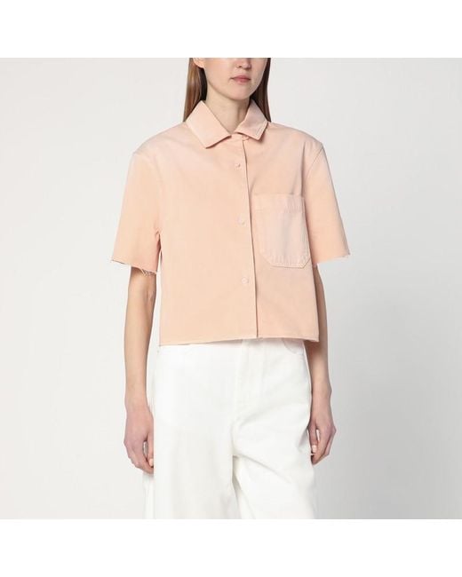 Camicia crop chiara in cotone di Loewe in Pink