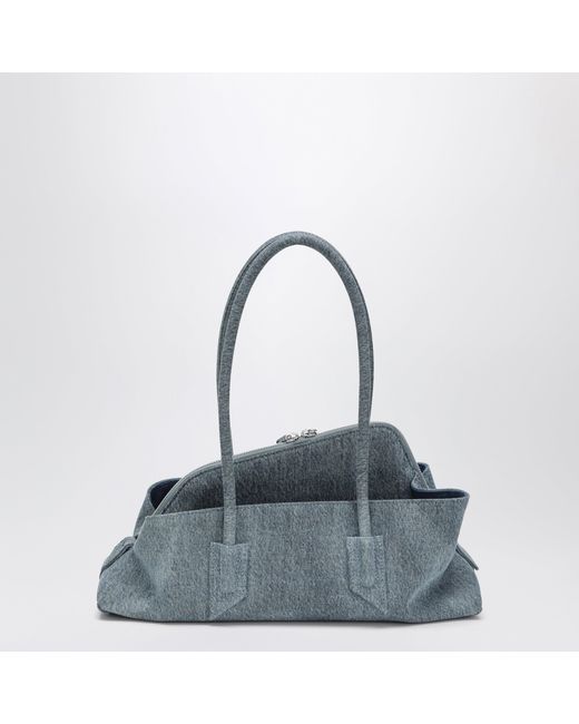 The Attico Blue La Passeggiata Small Washed Denim Top Handle Bag