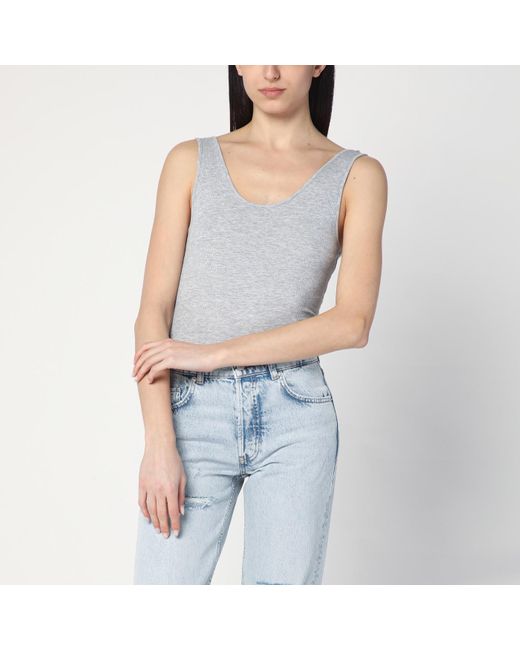 Anine Bing Blue Ginny Ribbed Bodysuit
