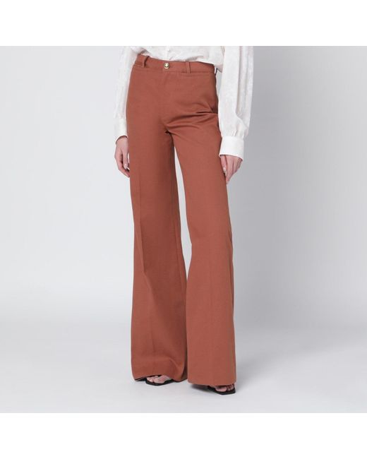 Chloé Brown Flared Cotton Trousers