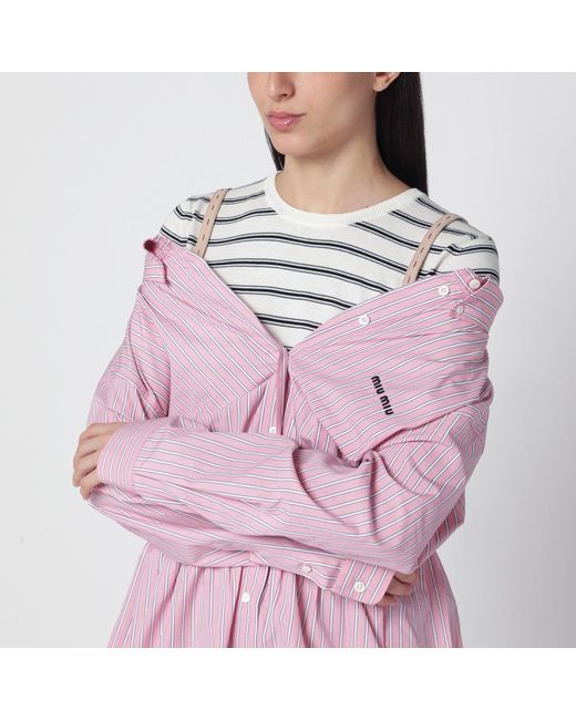 Miu Miu Pink Shirtdress With Elastic Straps